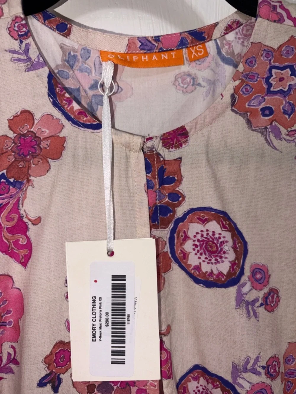 Oliphant Cream Maxi Dress with Pink & Purple Floral Print - Picture 4 of 5